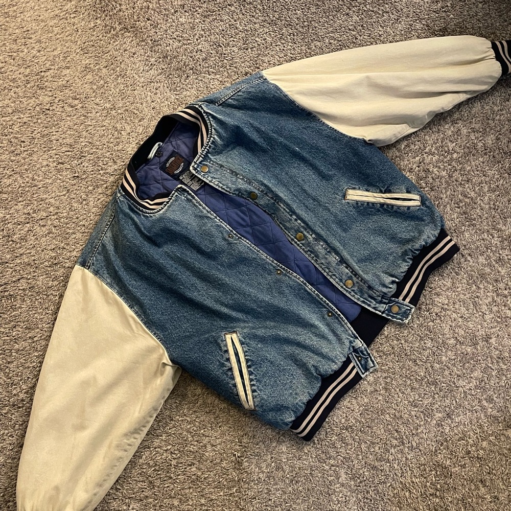 Denim and Cream Varsity Jacket